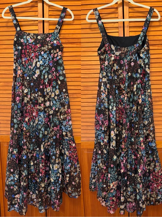 Anthropologie Dresses & Skirts - BNWT Anthropologie Black Floral Midi Dress with Multi-Color Bouquet Print sz S